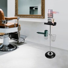 Hair Dryer Stand with Tray Spiral Holders Freestanding Holder Hands-Free Black