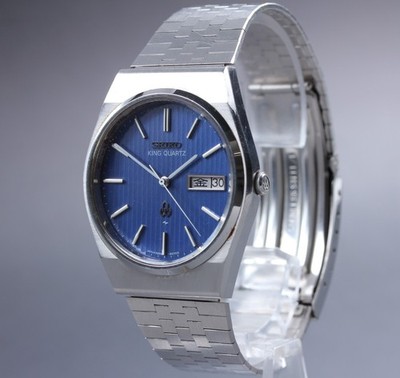 Vintage 1978 [N NEUWERTIG] Seiko King Quartz 5856-8070 blau Quarz Herrenuhr J...