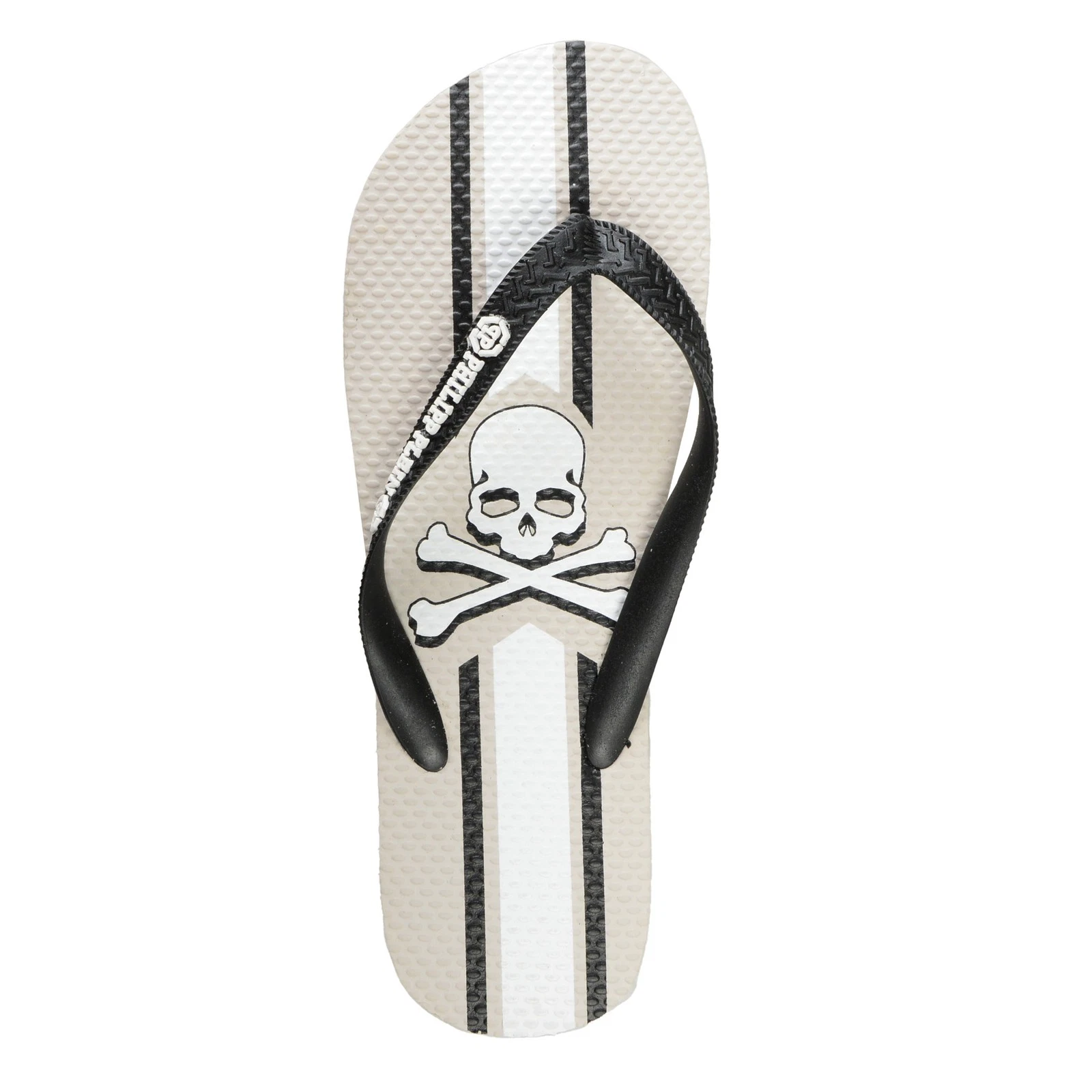 Philipp Plein Grey Rubber Logo Print Flip Flops Shoes