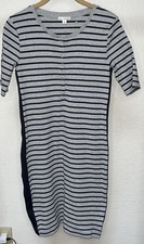 Gap Bodycon Dress Short Sleeve Women Sz Small Stripe Gray/Navy Blue