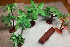Lot of 6 Various Tropical Forest Trees  Log Diorama Play Set Aquarium