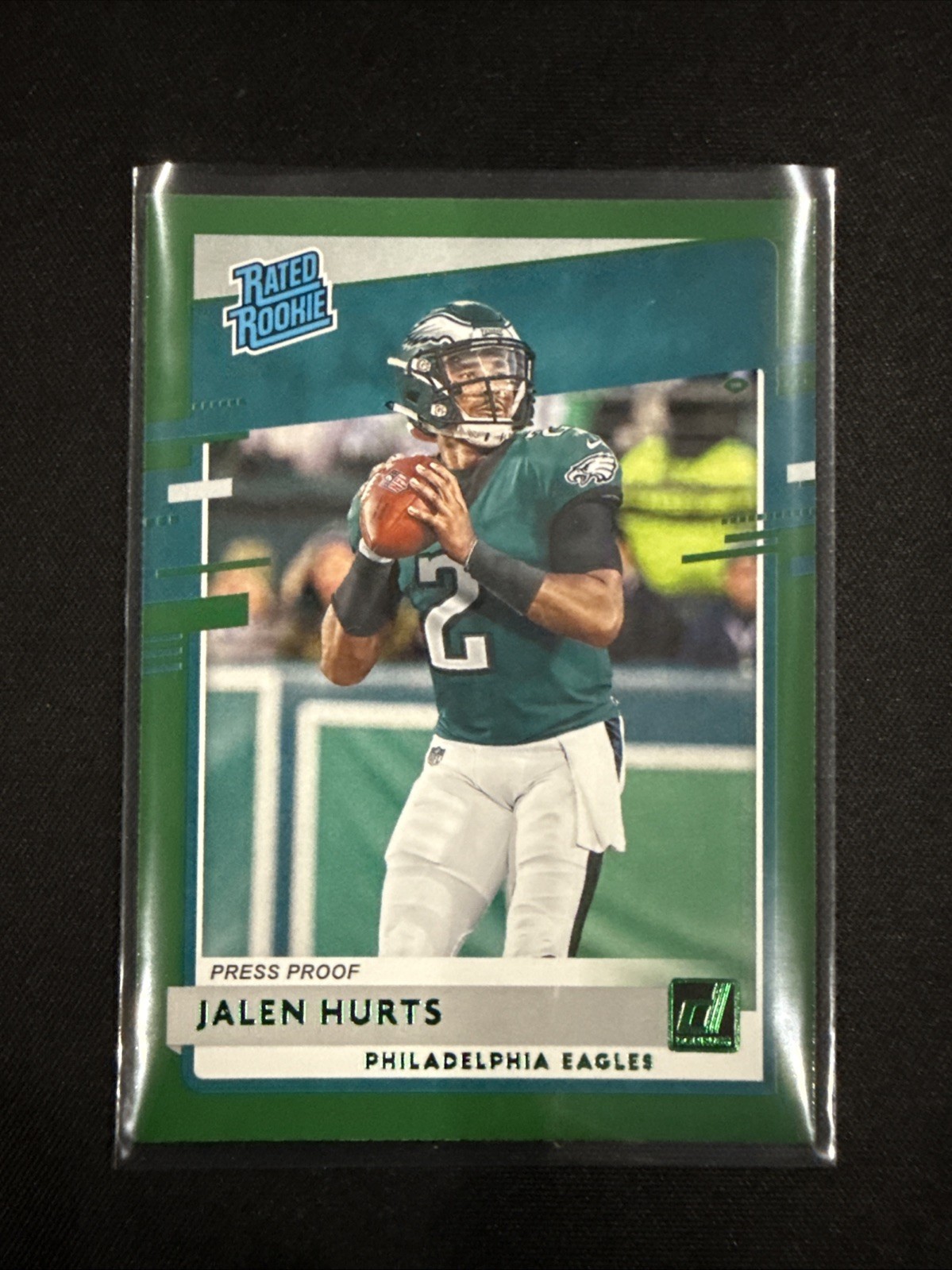 2020 Panini Donruss #314 JALEN HURTS Green Press Proof Rated Rookie (RC)