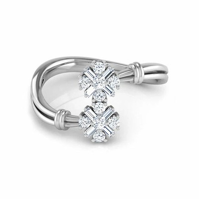 Women's Bypass Wedding Band Ring Round Simulated Diamond 14K White Gold Plated