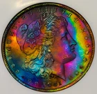 1885 O MS63 MORGAN SILVER DOLLAR/ VIBRANT PARROT COLORS /PCI . VINTAGE