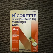 Nicorette Smoking Cessation Aid 4MG Fruit Gum - 100 Count
