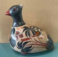 Vintage Mexican Folk Art Pottery Bird Tonala Mexico 7.5”x7”x4.75” - Excellent