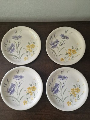 Vintage Biltons Teller Blumen Beilage Salat Dessert Frühlingsblumen 4er Set 1990er