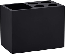 Matte Black Resin Toothbrush Holder 5 Slots Bathroom Organizer Stand