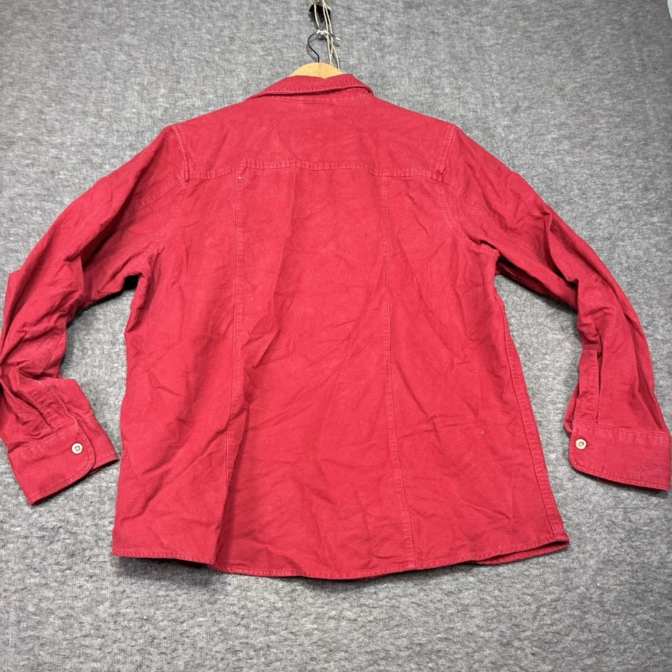 复古 LL Bean Chamois 布衬衫女式 SZ 20 XL 红色 80 年代法兰绒工作服美国 — 第 3/4 张图片