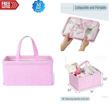Quilted Fabric Baby Diaper Caddy in Pink - Essential Organizer for Parents