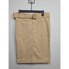 Vintage Y2K Ralph Lauren Belted Khaki Cotton Pencil Skirt Minimalist Neutral - 4