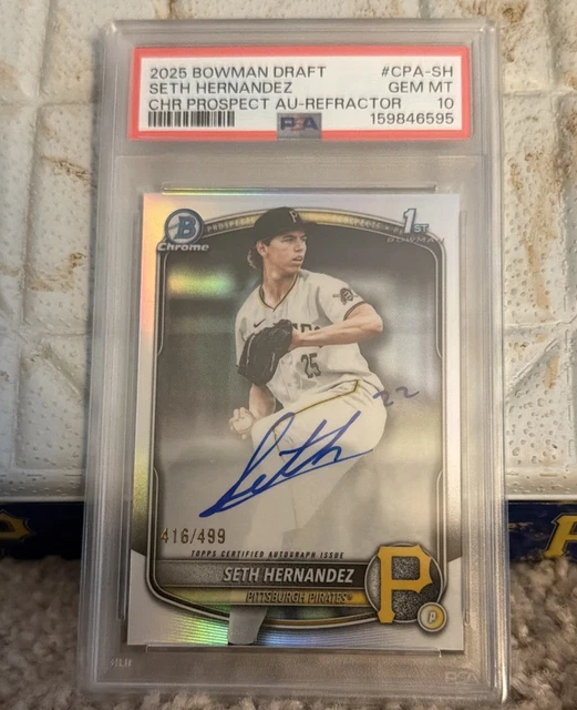 2025 Bowman Draft Chrome Seth Hernandez Refractor Auto 416/499 PSA 10 CPA-SH