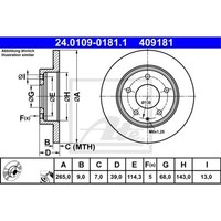 ATE 2X Bremsscheibe Hinten Ø265 Mm Voll Beschichtet FüR Mazda 3 BM BN 2.0 1.5
