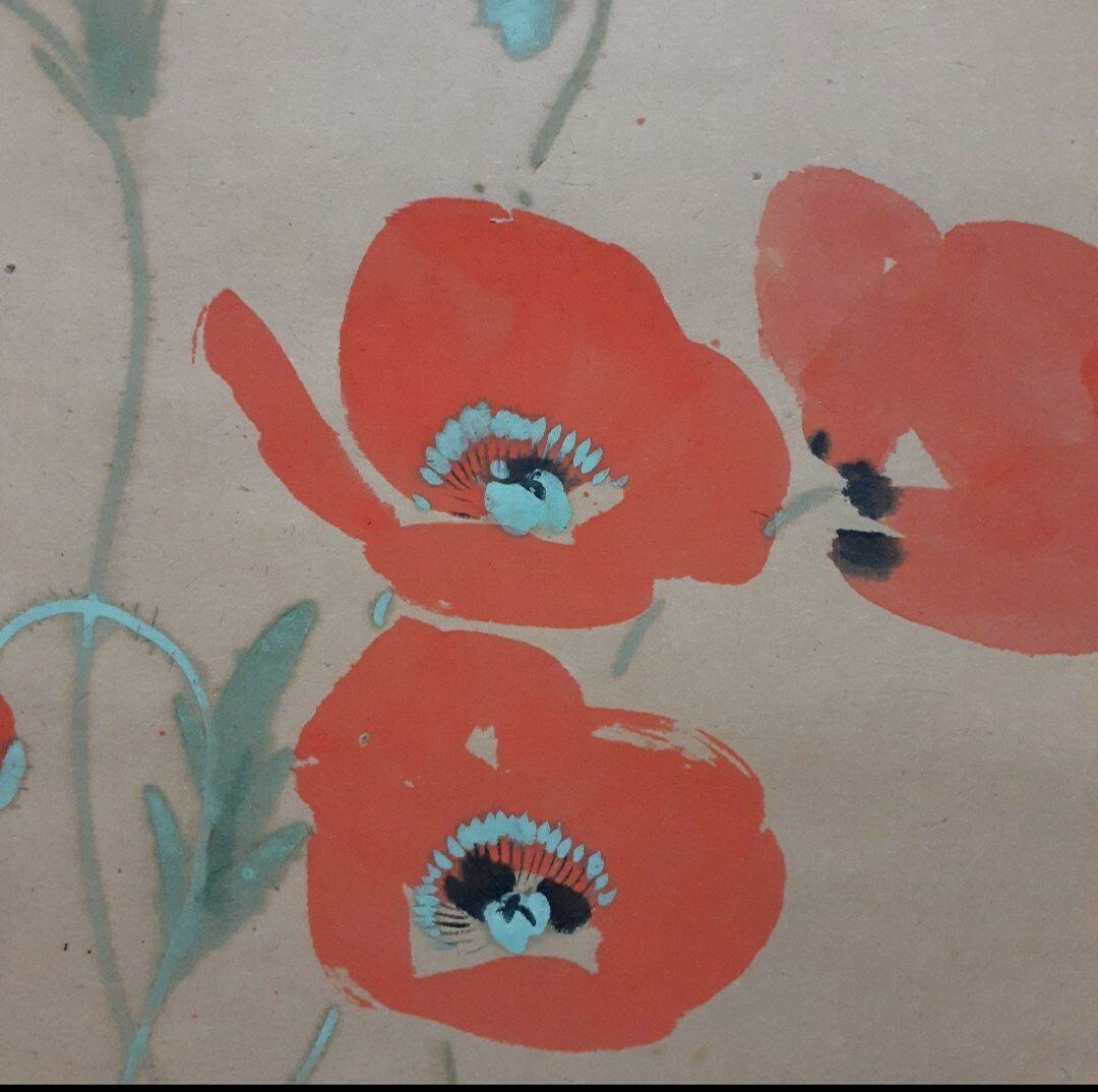 絵画 Abebe JAPANESE PAINTING HANGER SCROLL Bee JAPAN FLOWER PLANT f686