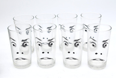 Unusual Face Glass Funky Tumblers Cringe Yikes Surprise Pop Art Lucky Thailand 8