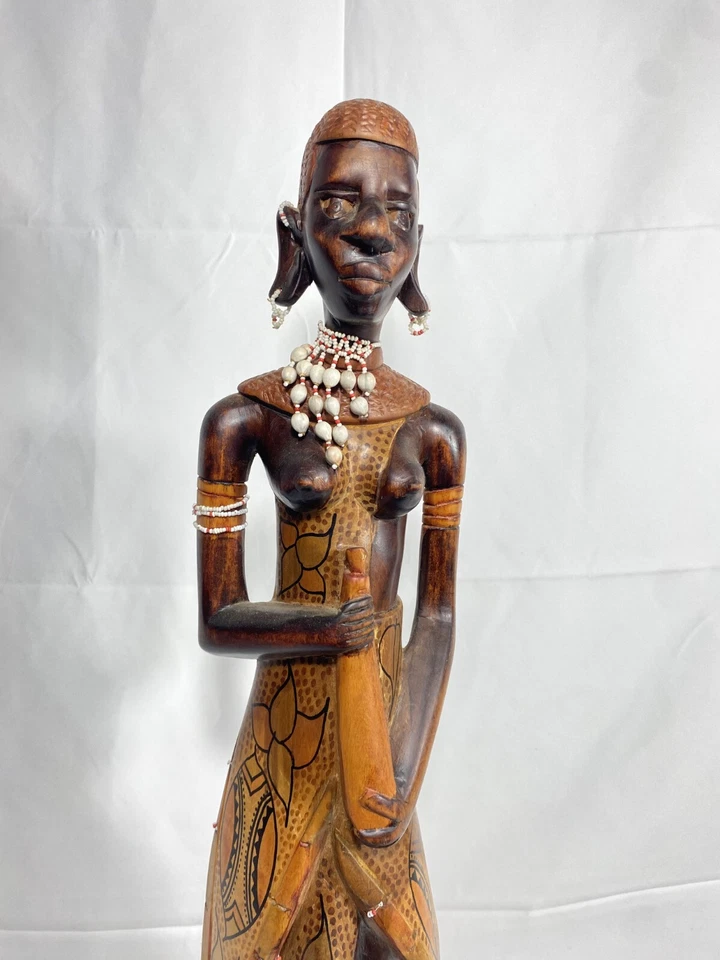 Antigua estatua de madera de mujer tribal africana | Estatua tribal | Estatua africana | T Foto 4 de 4
