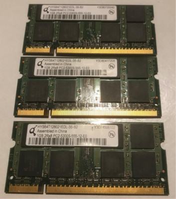 Qimonda 3GB (3x1GB) 2Rx8 PC2-5300S  DDR2-667MHz SDRAM HYS64T128021EDL-3S-B2 GOOD