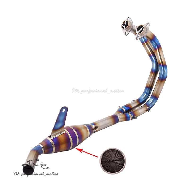 Tubo de escape dianteiro elo sistema azul titânio para Yamaha YZF R3 MT-03 2016-2023 - Imagem 3 de 4