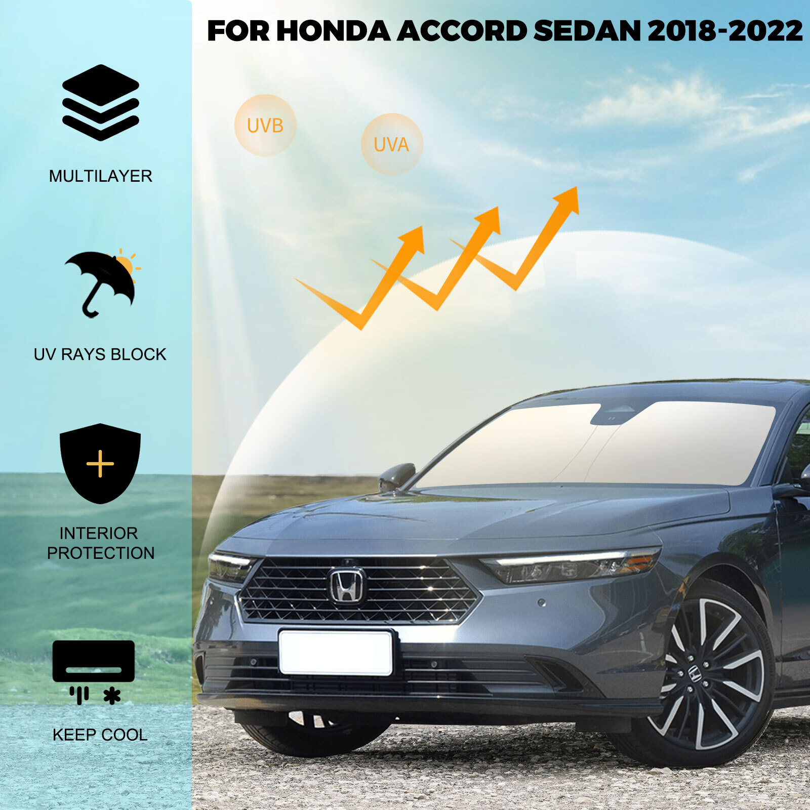 For Honda Accord 2018-2022 Front Windshield Sun Shade UV Shield Cover Sunshade