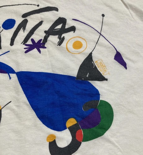 Rare Vintage Espańa Madrid Tourist Artistic T Shirt 90s White Large L Art Safon - Picture 5 of 14