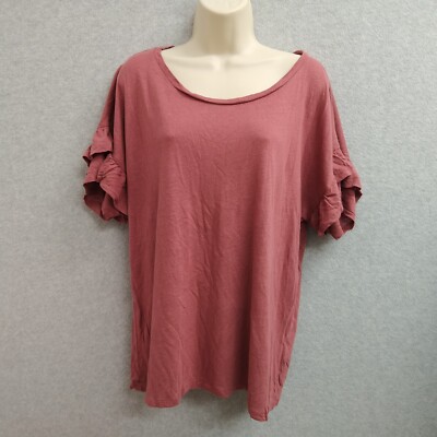 Goodthreads Top Shirt Blouse Womens X Large Red Short Sleeve Casual Preppy Ladie