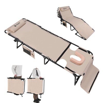 VILLEY Chaise Lounge Heavy-Duty Folding Lounge Chair Reclining Sunbathing Chairs