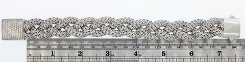 John Hardy Classic Chain Sterling Silver 18mm Braided Rope Pave Diamond Bracelet - Picture 11 of 12