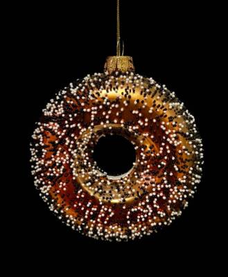 WM22 BLOWN GLASS EVERYTHING BAGEL~BREAKFAST~SNACK~FOODIE CHRISTMAS ORNAMENT~NWT