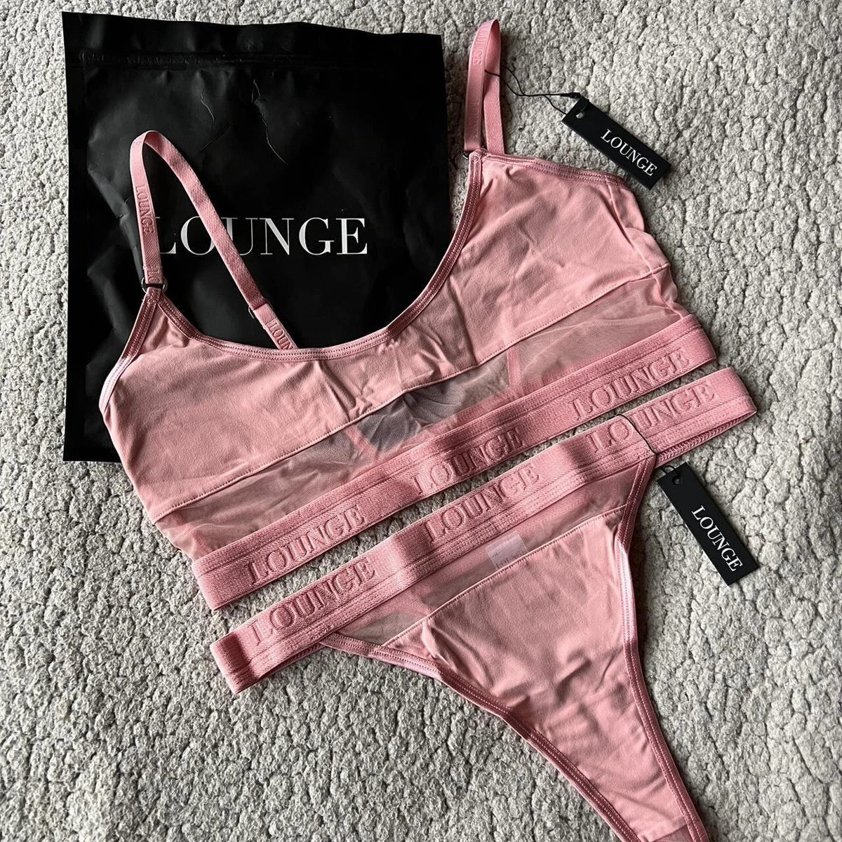 Lounge Underwear Pink Mesh Bra & Thong Set. Lounge Underwear Set