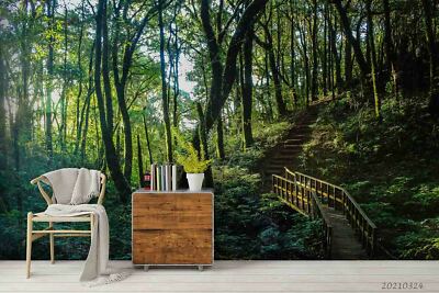 3D Green Forest Landscape Self-adhesive Removable Wallpaper Murals Wall ...