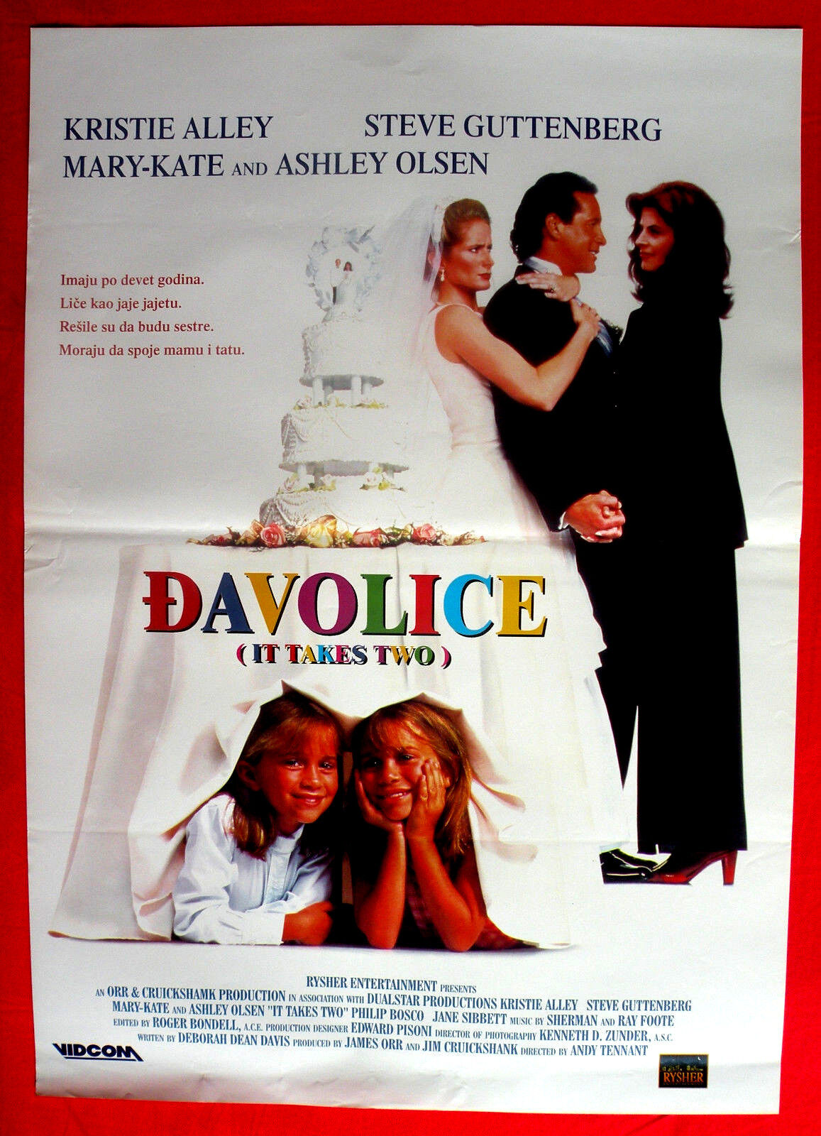 IT TAKES TWO 1995 KIRSTIE ALLEY ASHLEY OLSEN STEVE GUTTENBERG EXYU MOVIE  POSTER