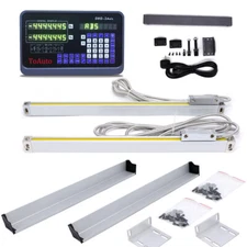 2Axis Digital Readout DRO Display 5µm Linear Glass Scale Mill Lathe Measure Kit