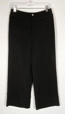 Chico's Design Pants Womens Sz M 1 Black Stretch Pocket Zip Straight Leg Capri