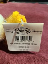 New Disney Store Robin Hood Prince John Bean Bag Plush Lion 9" NWT