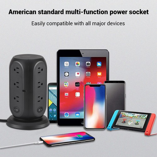 Tower Surge Protector Power Strip w/ 12 Outlets 5 USB Ports 6.2ft Extension Cord - Picture 22 of 40