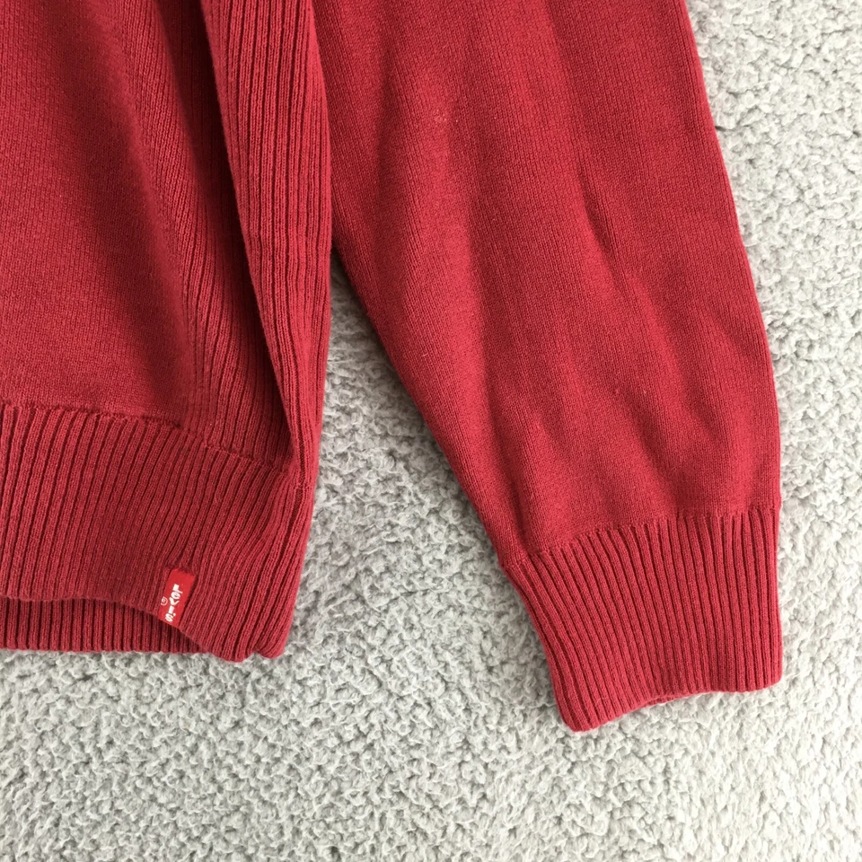 Suéter Pullover Levis Para Hombre Grande Rojo Algodón Tejido Manga Larga Cuello Redondo Básico Foto 3 de 4