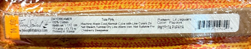 LIL JAGUARS NUBES DAYDREAMER ALGODÓN EDREDÓN TELA ARTESANAL 45" ANCHO PAPAYA POR YARDA Foto 2 de 3