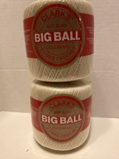 Lot of 2 Coats Big Ball 3 Cord Crochet Cotton Ecru Color 61 Thread 400yds Sz 20