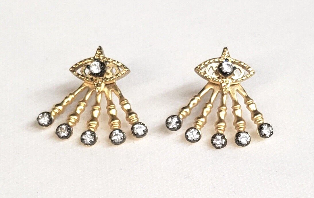 EUC Kendra Scott Evil Eye Frost Gold Earrings And Jackets