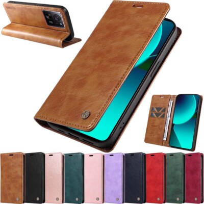 For Xiaomi 14 13T 12T 11T Poco X5 M4 X4 Pro Magnetic Leather Wallet Case Cover