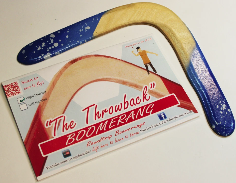 Blue Wood Returning Boomerang - Handmade, science, flight - Image 2 of 4