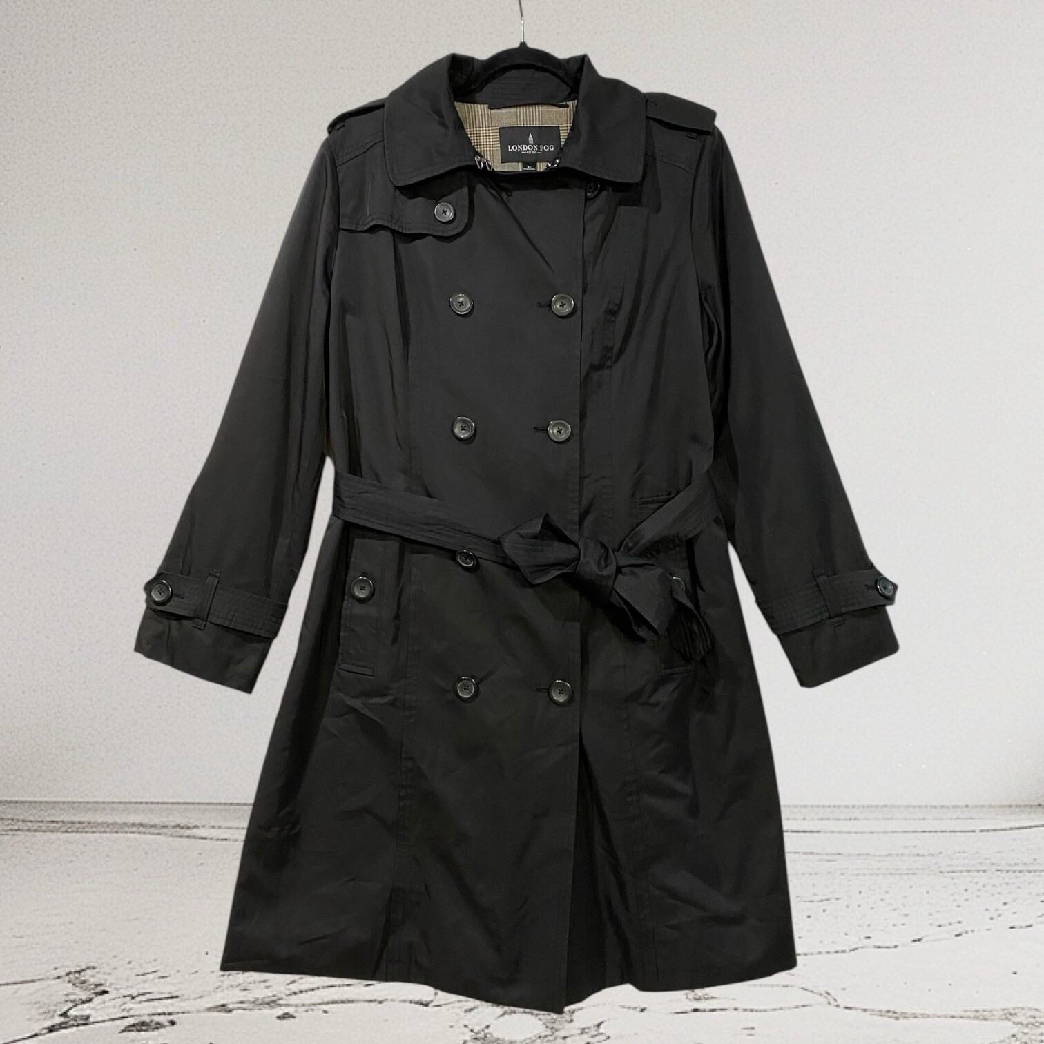 London Fog Women’s Small Double-Breasted Belted Trench Coat with Button Front