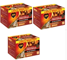 Zip Firestarters Premium All Purpose Wrapped Fire Starters 12 Pack ( 3boxes)