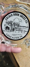 Vintage glass Calder Door Sales Lancaster PA Pennsylvania ADVERTISEMENT ASHTRAY
