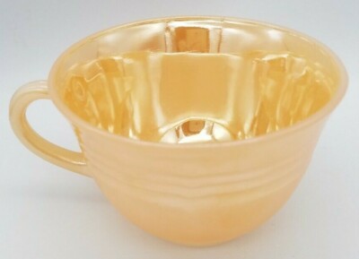 Vintage Peach Luster Fire King C Handle Coffee Mug Tea Cup Oven Ware Mid Century