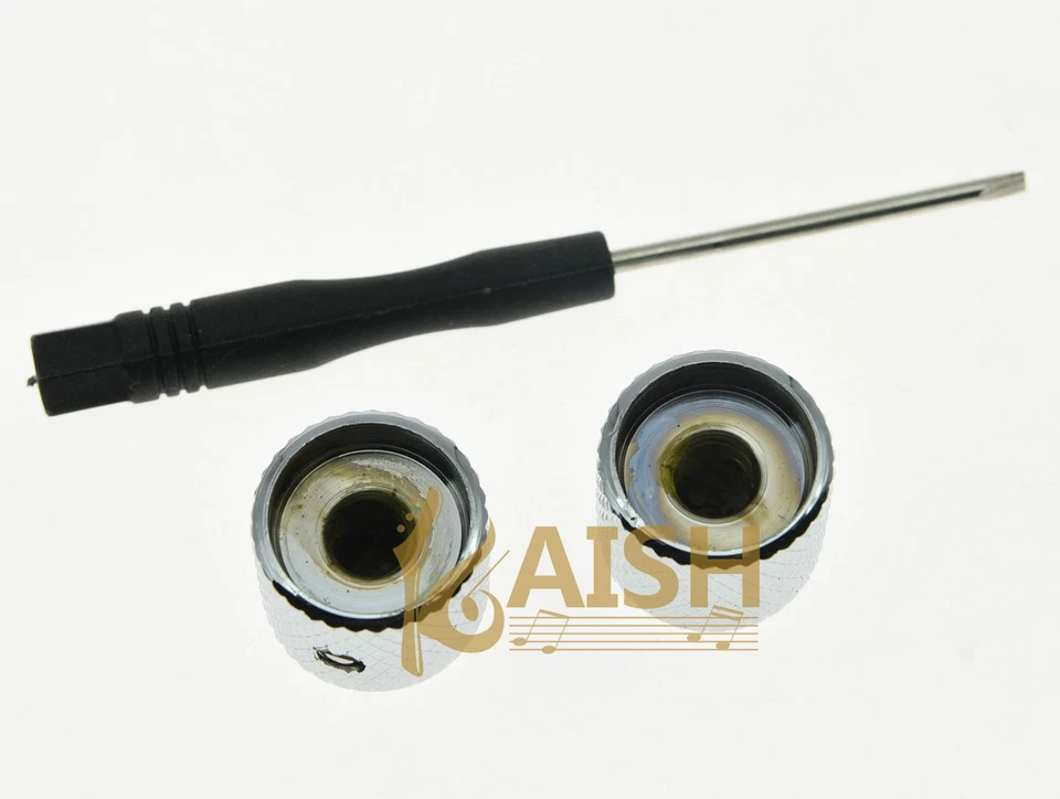 2 Pcs Chrome Metal Tele Telecaster Guitar Dome Knobs Bass Knob w/ Set Screw - Image 4 of 4