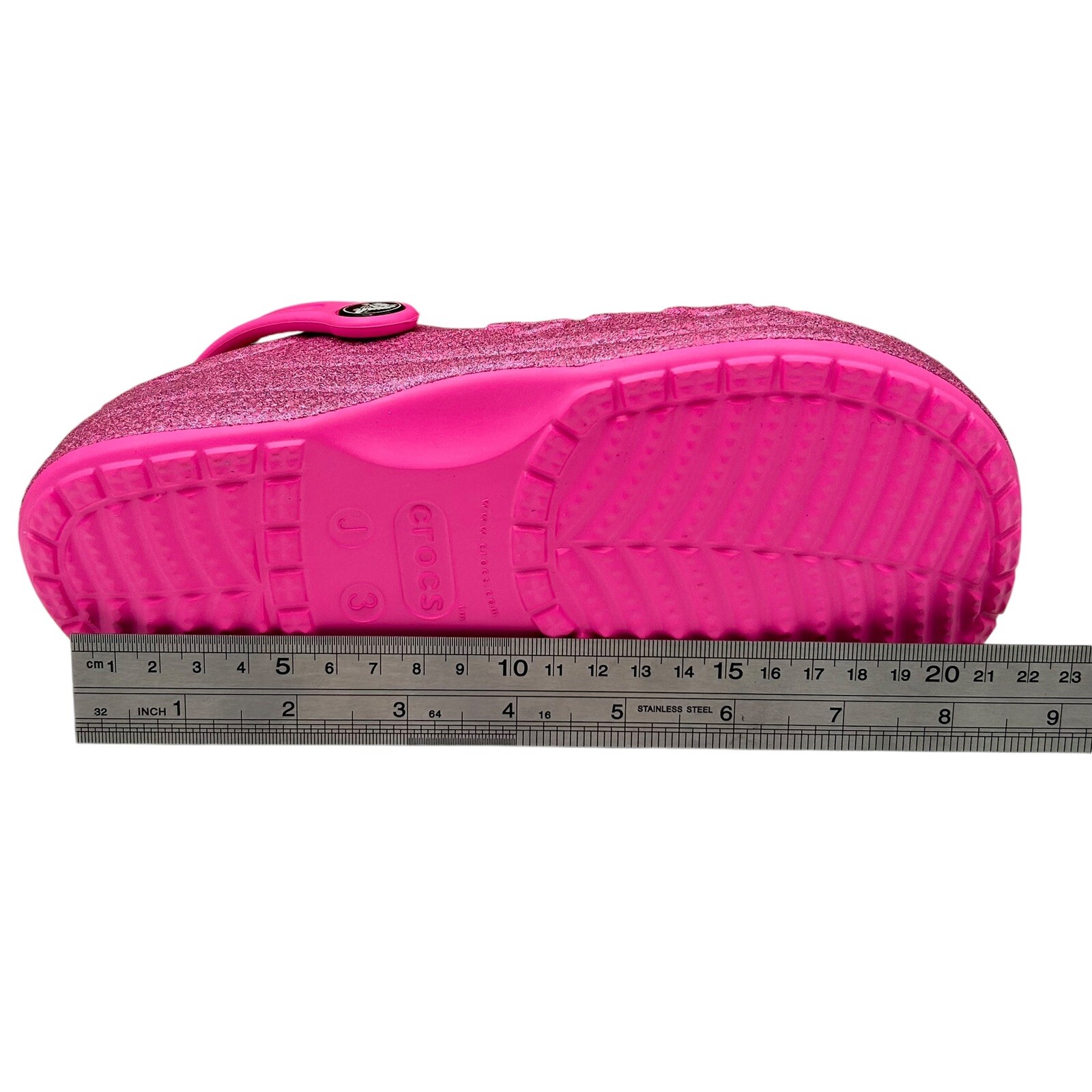 Crocs Baya Youth Big Girls Faux Fur Glitter Clogs Size 3 (J3) Pink Slip-on image 9