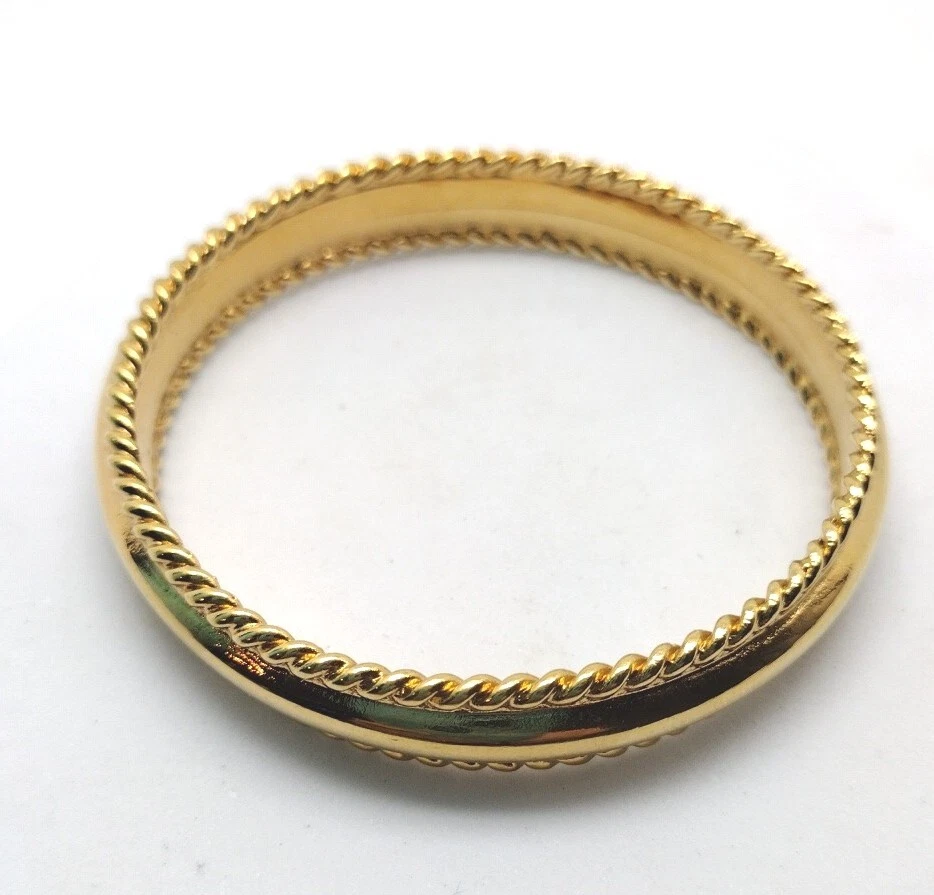 Brazalete Brazalete Diseño Premier Firmado Tono Dorado Borde Dentado 8" Joyería Regalo Foto 2 de 3