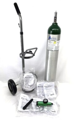 Portable Oxygen Medical Tank 2024 Test Date With Cart, Regulator, Tubing