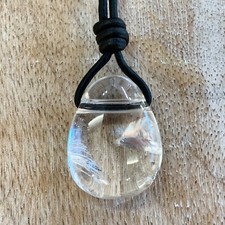 Clear Quartz Necklace Women Mens Rustic Pendant Crystal Healing Jewelry Vegan 